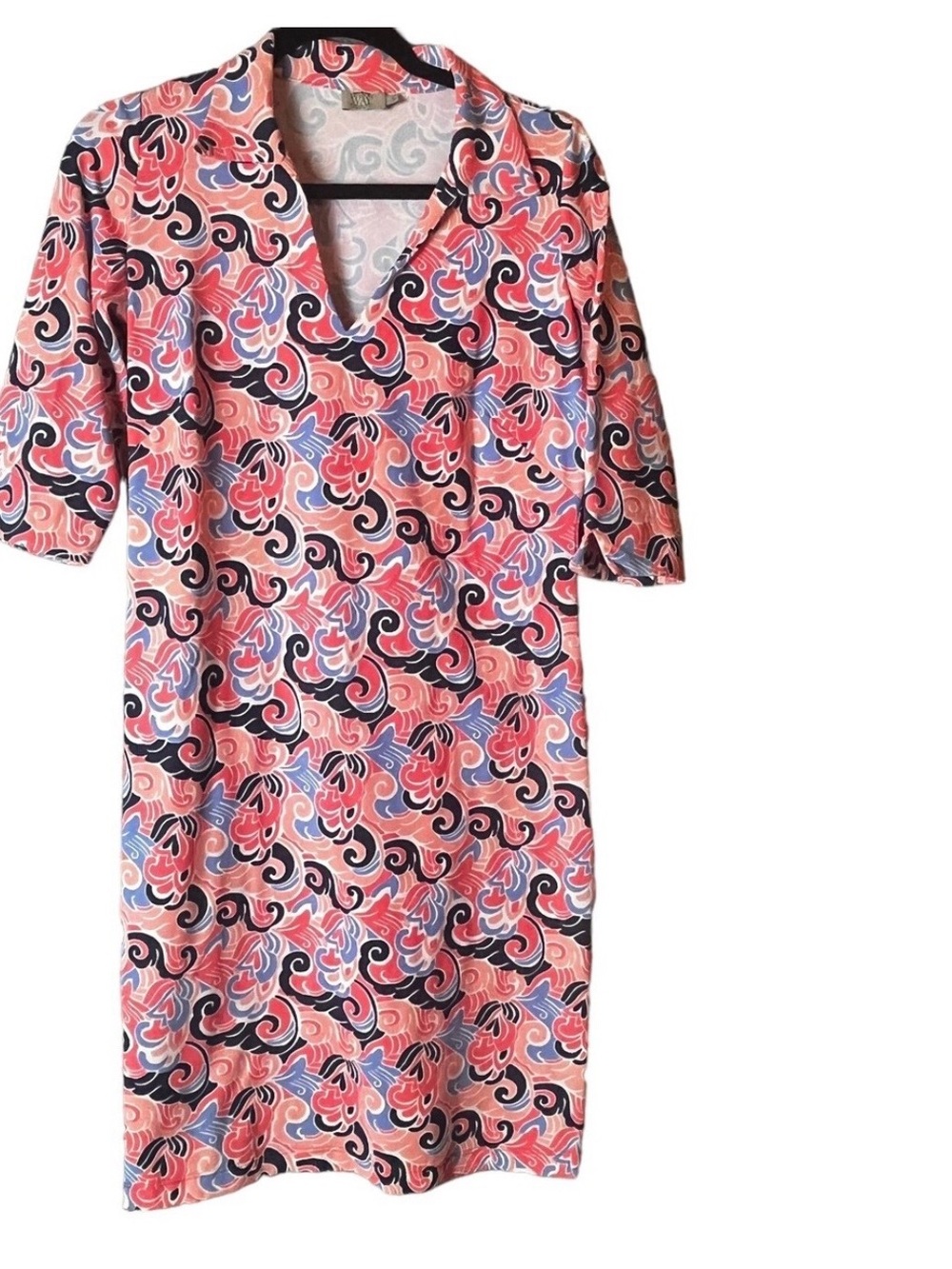 Katherine Way salmon  Blue navy Patterned Shift Dress